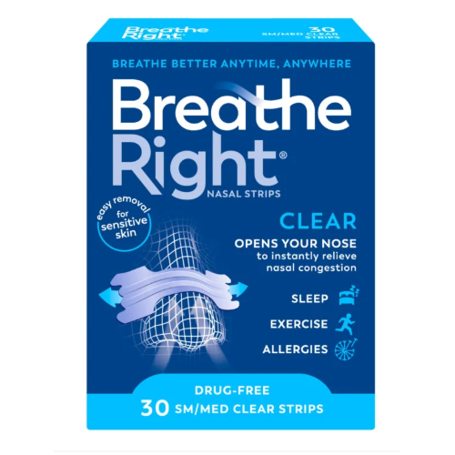Breathe Right Nasal Strips Clear 30 Small/Medium Strips