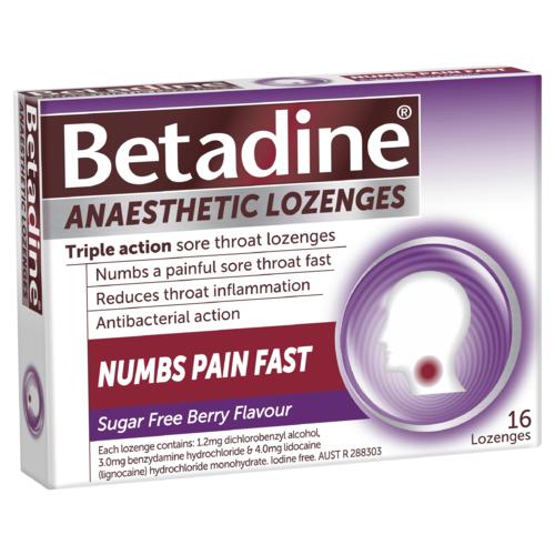 Betadine Lozenges Anaesethetic Berry 16 Pack