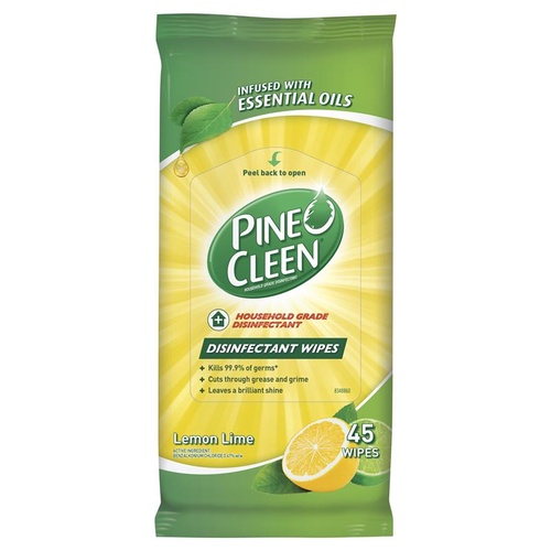 Pine O Cleen Surface Wipes Lemon Lime 45 Pack
