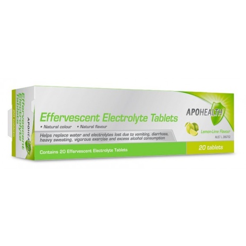 Apohealth Effervescent Electrolyte Lemon-Lime Flavour 20 Tabs