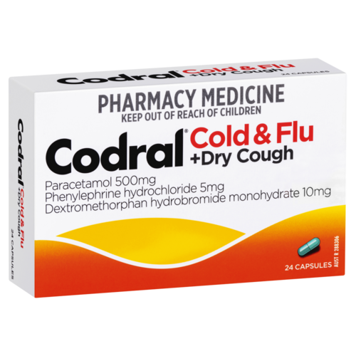 CODRAL COLD & FLU + DRY COUGH 24 capsules (S2)