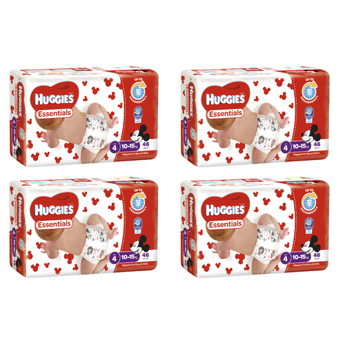 Huggies Essential Nappy Stage 4 Toddler 46 Pack [Bulk Buy 4 Units]