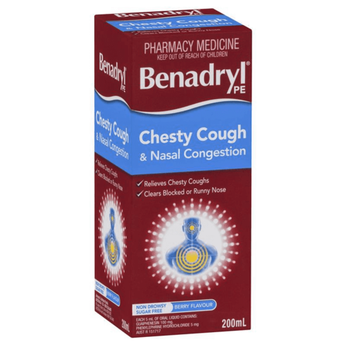 Benadryl PE Chesty Cough & Nasal Congestion Non-Drowsy Berry Flavour 200mL (S2)