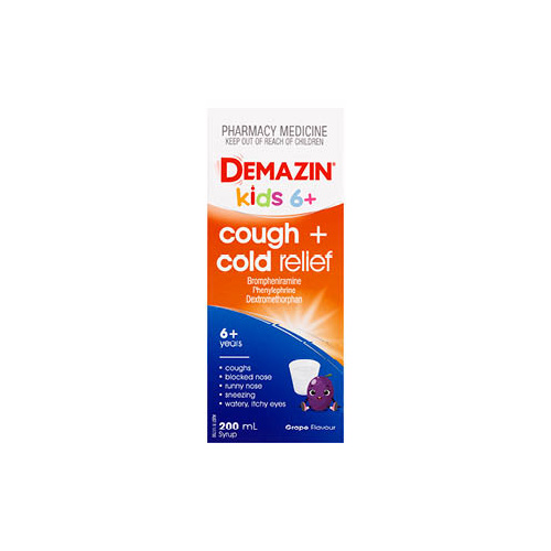 Demazin Kids 6+ Cough & Cold Relief Syrup 200mL (S2)