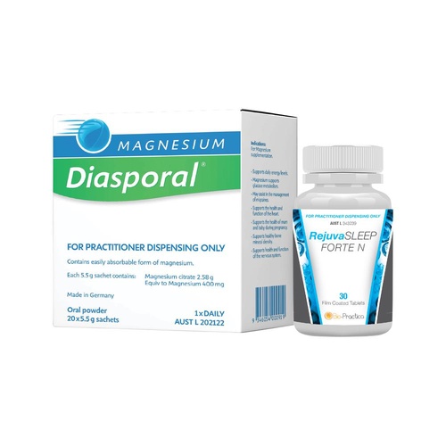 Bio-Practica Sleep Combo Pack (Magnesium Diasporal 5.5g x 20 + RejuvanaSLEEP Forte N 30 Tablets)