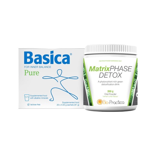 Bio-Practica Detox Combo Pack (Basica Pure 4.05g x 20 Sachets + Matrixphase Detox 200g)
