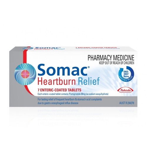 Somac Heartburn Relief 20mg 7 Coated Tablets  (S2)