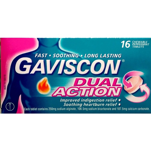 Gaviscon Tab Dual Action Peppermint 16