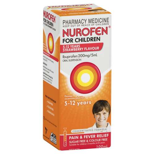 Nurofen for Children 5-12 Years Strawberry Flavour 100mL (S2)