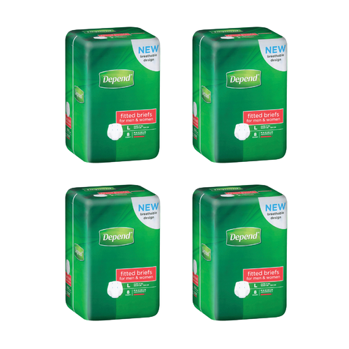 Depend Fitted Briefs Large for Men & Women 8 Pack [Bulk Buy 4 Units]