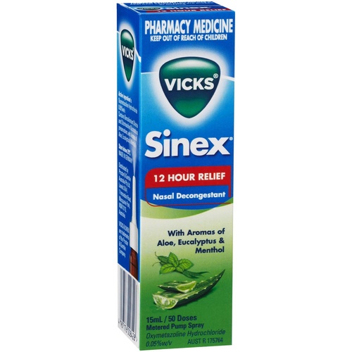 Vicks Sinex Aloe Nasal Spray 12 Hour Relief 15mL (S2)