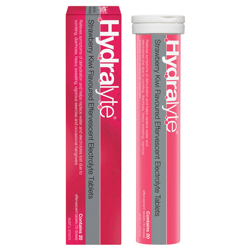 Hydralyte Electrolyte Effervescent Strawberry Kiwi 20 Tablets