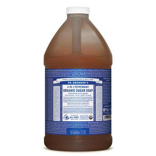 Dr. Bronner's Organic Pump Soap Refill (Sugar 4-in-1) Peppermint 1.9L