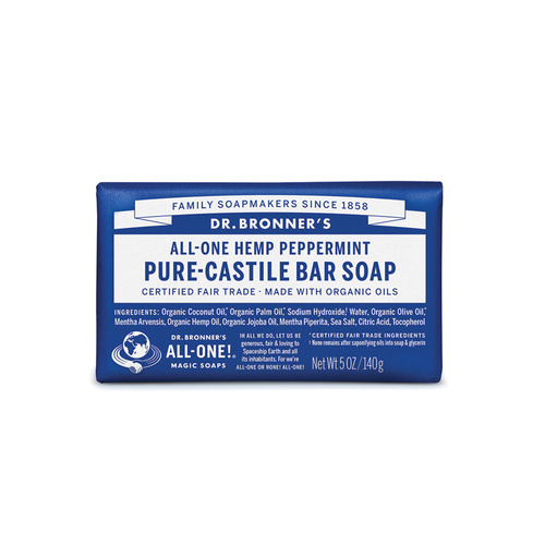 Dr. Bronner's Pure-Castile Bar Soap (All-One Hemp) Peppermint 140g