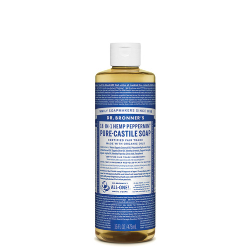 Dr. Bronner's Pure-Castile Soap Liquid (Hemp 18-in-1) Peppermint 473ml