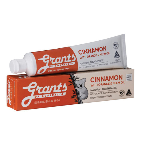Grants Natural Toothpaste Cinnamon with Orange & Neem Oil 110g