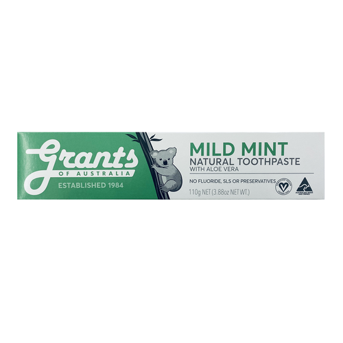 Grants Natural Toothpaste Mild Mint with Aloe Vera 110g