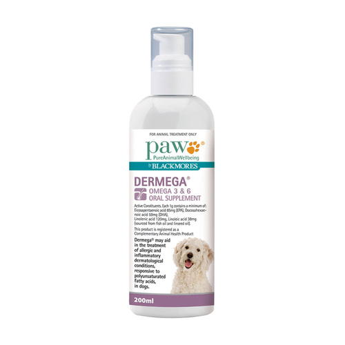 PAW By Blackmores Dermega Omega 3 & 6 Oral Supplement 200ml