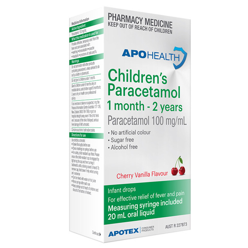 Apohealth Childrens Paracetamol Baby Drops 1 months - 2 years 20ml (S2)