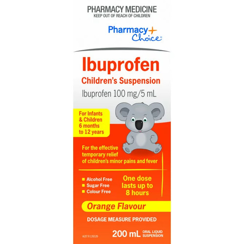 Pharmacy Choice Ibuprofen Childrens Suspension 200ml Pain Relief Treatment (S2)