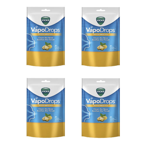 Vicks VapoDrops Butter Menthol 24 Lozenges [Bulk Buy 4 Units]