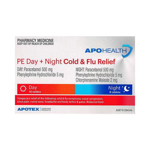 Apo Health PE Cold & Flu Relief Day/Night 24 Tablets (S2)
