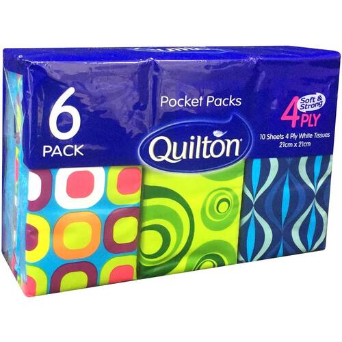 Quilton Pocket Pack Facial Tissue 6 Pack x7