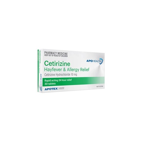 ApoHealth Cetirizine Hayfever Allergy 10mg 30 Tablets (S2)