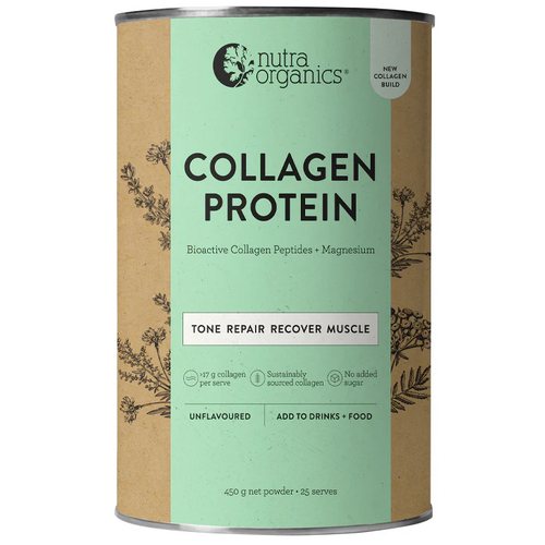 Nutra Organics Collagen Build with Bioactive Collagen Peptides + Magnesium Unflavoured 450g
