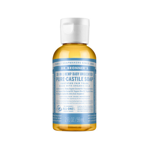 Dr. Bronner's Pure-Castile Soap Liquid (Hemp 18-in-1) Baby Unscented 59ml