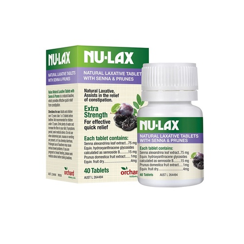 Nu-Lax Natural Laxative 40 Tablets With Senna & Prunes