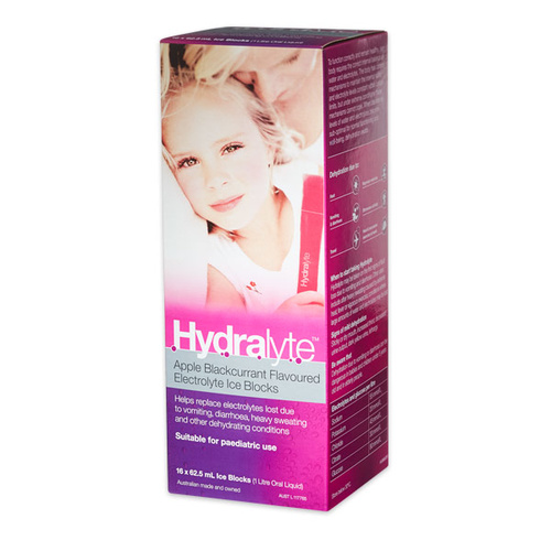 Hydralyte Rehydration Ice Blocks Apple Blackcurrant Pack 16