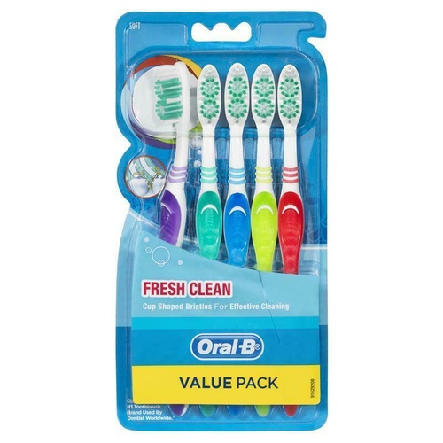 Oral B Fresh Clean Toothbrush Soft 5 Pack [Bulk Buy 6 Units]
