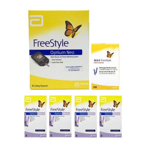 Abbott Freestyle Optium Neo + 4x Boxes Ketone Test Strips+ 1 Lancet