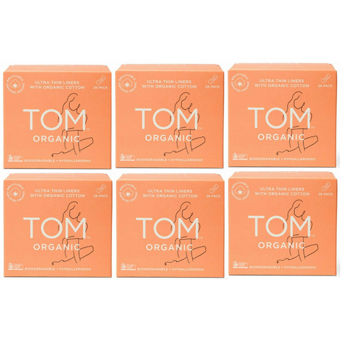 TOM Organic Ultra Thin Liners Wrapped 26 Pack [Bulk Buy 6 Units]