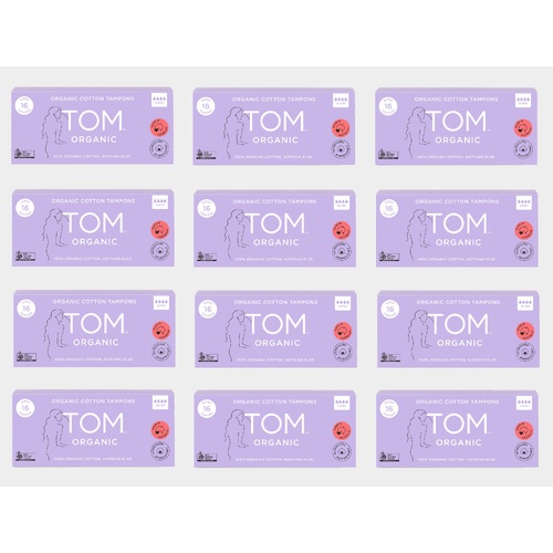 TOM Organic Tampons Super 16 Pack [Bulk Buy 12 Units]