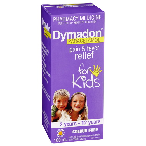 Dymadon Pain & Fever Relief for Kids 2 years - 12 years 100mL Orange Flavour (S2) 