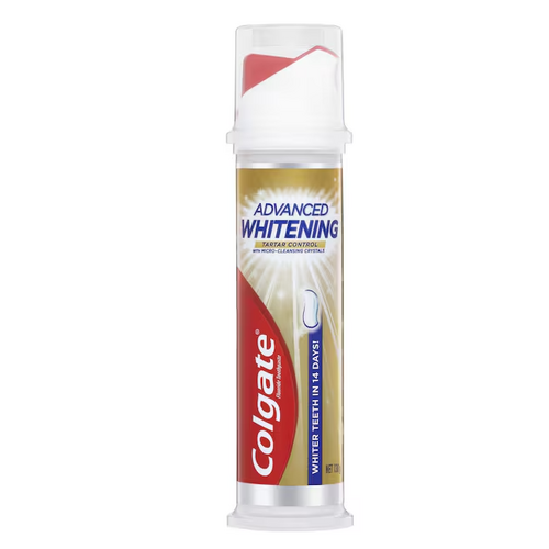 Colgate Whitening Toothpaste Advanced Whitening Tartar Pump 130g [Bulk Buy 6 Units]