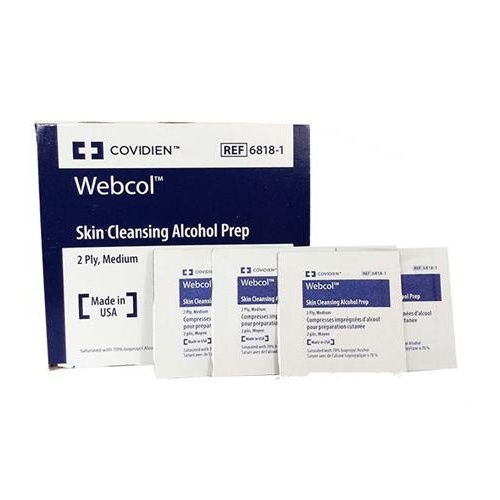 Webcol Skin Cleansing Alcohol Prep Wipes Box of 200