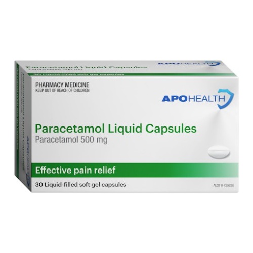 APH Paracetamol Soft Gel 500mg 30 Capsules (S2) 