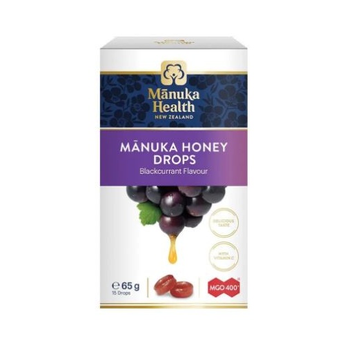 Manuka Health Manuka Honey Drops Blackcurrant 15 Pack 65g