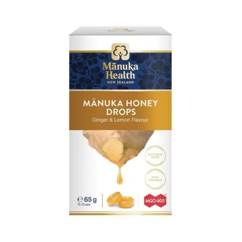 Manuka Health Manuka Honey Drops Lemon & Ginger 15 Pack 65g