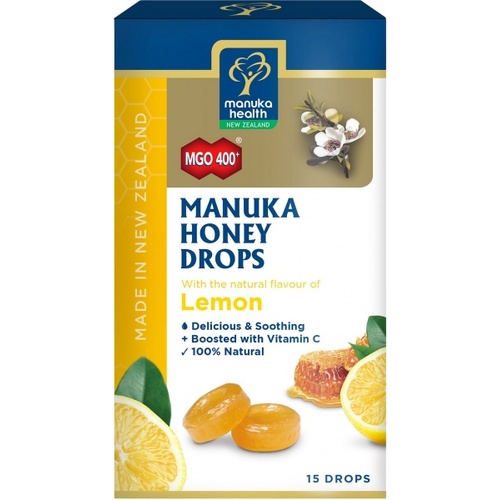 Manuka Health Manuka Honey Drops - Lemon 65g 15Pk