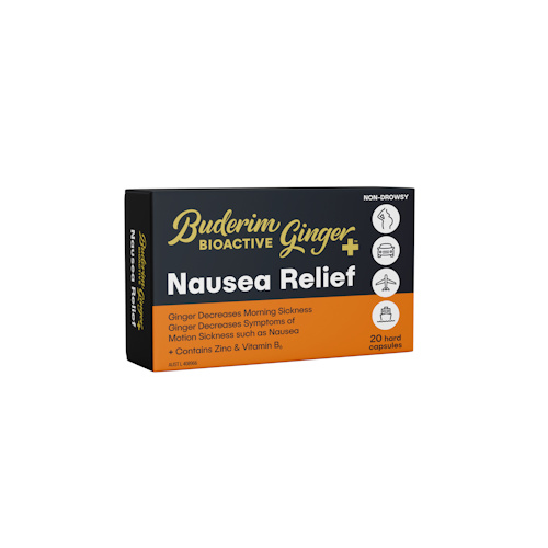 Buderim BioActive Ginger+ Nausea Relief 20 Capsules