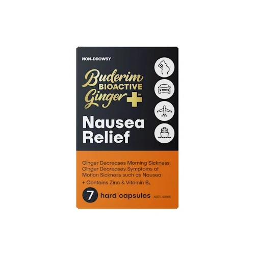 Buderim Bioactive Ginger+ Nausea Relief 7 Capsules