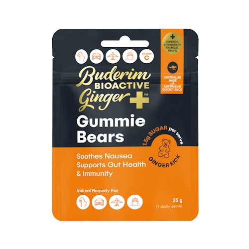 Buderim BioActive Ginger+ Gummie Bears 25g