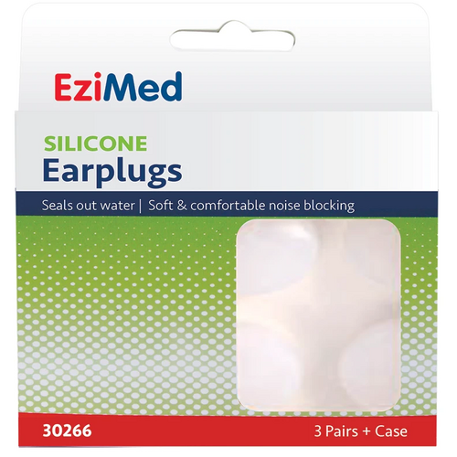EziMed Silicone Earplugs 3 pairs + Case