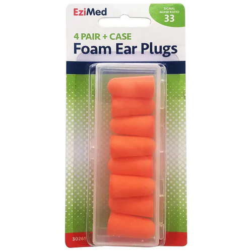 EziMed Sound Tamer Foam Earplugs 4pr + Case