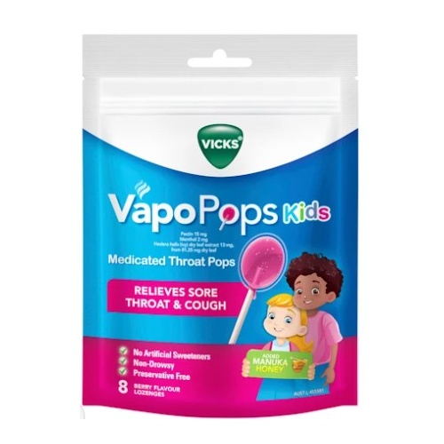 Vicks Kids Throat Pops Berry 8 Pack