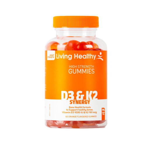 Living Healthy High Strength Gummies D3 & K2 SYNERGY 60 Pack (99% Sugar Free)